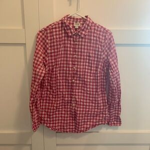 J. Crew pink Gingham Button-Down Shirt